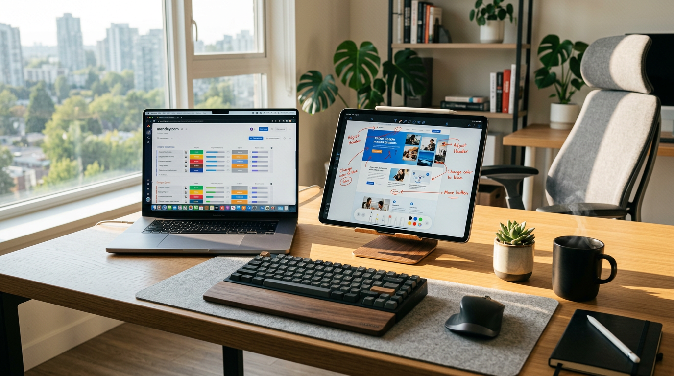 monday.com-Kreativ-Workflow: Projektmanagement trifft auf professionelle Freigabe